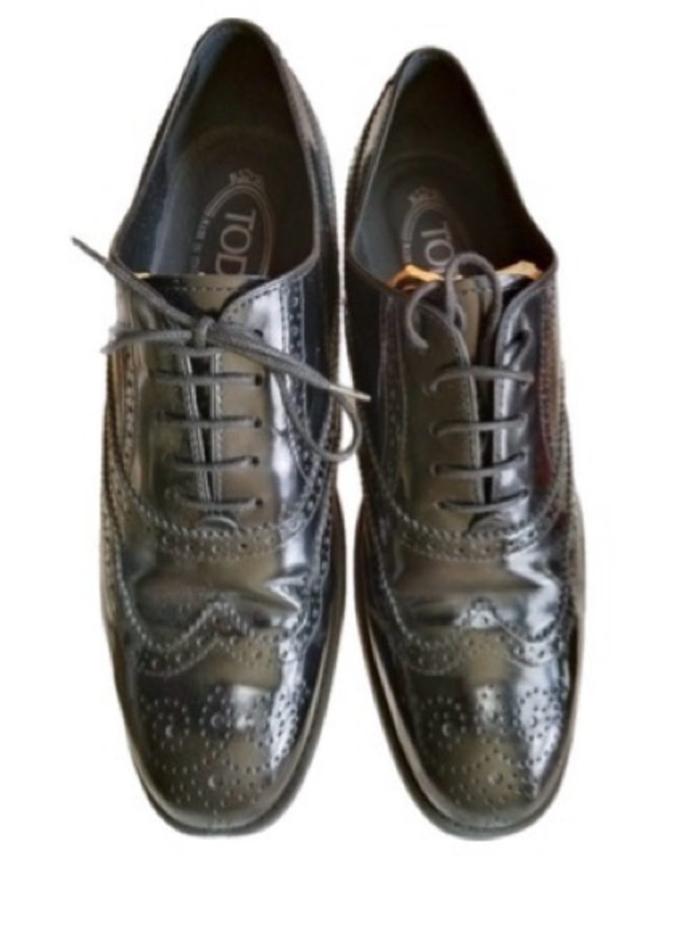 Tod's  black leather laces round toes Oxford shoes Sz 38 1/2